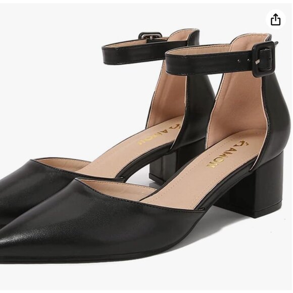 NWOT Amazon Amoji Pointed Toe Block Heels 39 - Picture 2 of 12